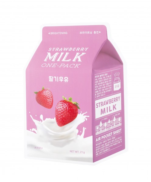 Eine Milk One-Pack Tuchmaske der Marke Apieu in der Version Strawberry